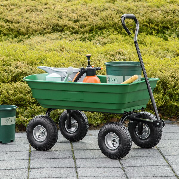 Outsunny Cărucior Grădină Oțel Anvelope Robuste 250 kg 108x52x100cm Verde | Aosom Romania