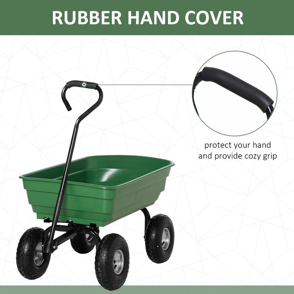Outsunny Cărucior Grădină Oțel Anvelope Robuste 250 kg 108x52x100cm Verde | Aosom Romania