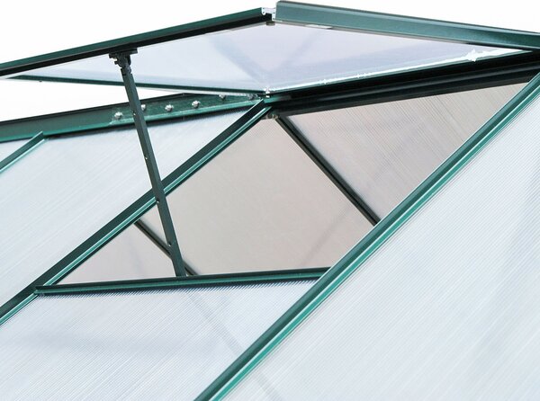 Outsunny Seră de Grădină cu Bază, Fereastră, Ușă Glisantă și Structură din Aluminiu, 190x252x201 cm, Verde Închis | Aosom Romania