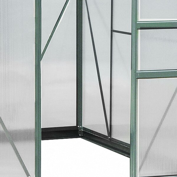 Outsunny Seră de Grădină cu Bază, Fereastră, Ușă Glisantă și Structură din Aluminiu, 190x252x201 cm, Verde Închis | Aosom Romania