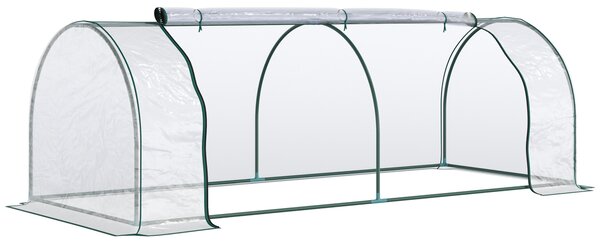 Outsunny Sera de gradina, cadru din otel, PVC, Verde si transparent 250x100x80cm | Aosom Romania