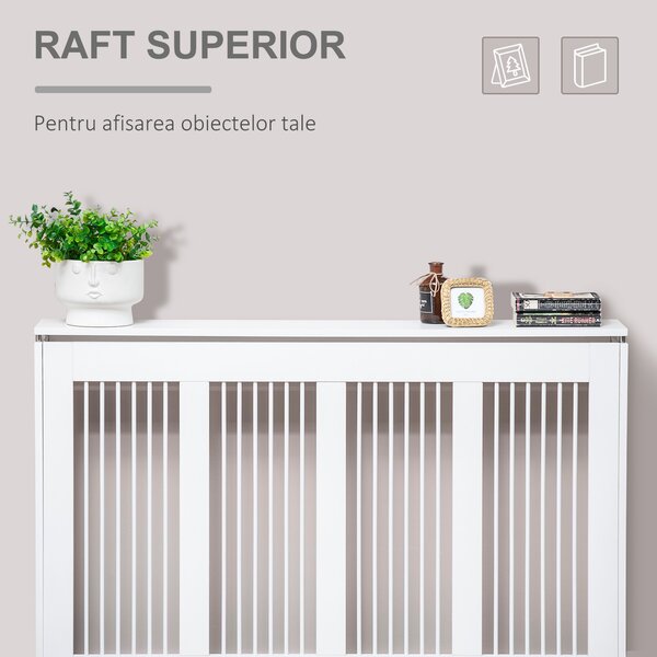 Capac pentru radiator modern din MDF si otel, 120x18x84cm, alb HOMCOM | Aosom Romania