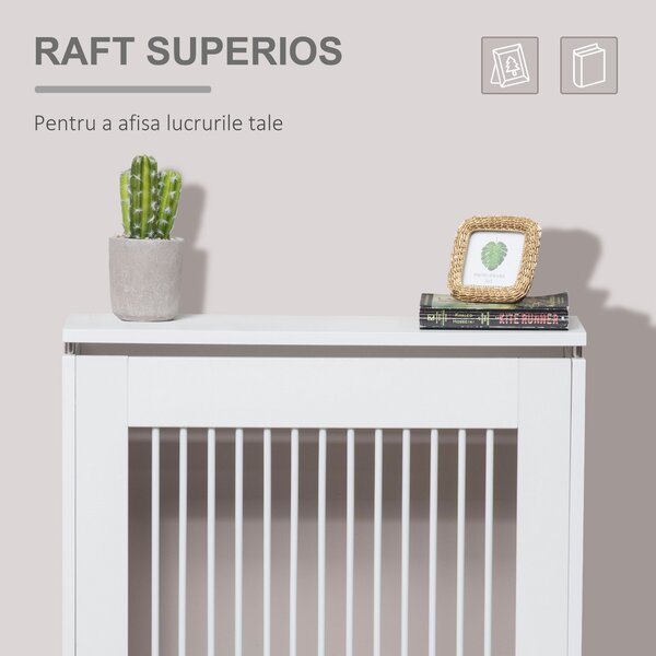 HOMCOM Capac Radiator din MDF si Otel Alb 60x18x84cm Design Simplu si Elegant pentru Acoperire Calorifer | Aosom Romania