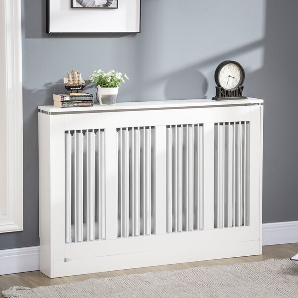 Capac pentru radiator modern din MDF si otel, 120x18x84cm, alb HOMCOM | Aosom Romania