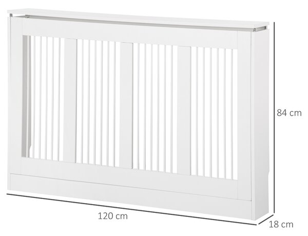 Capac pentru radiator modern din MDF si otel, 120x18x84cm, alb HOMCOM | Aosom Romania