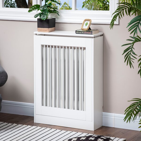 HOMCOM Capac Radiator din MDF si Otel Alb 60x18x84cm Design Simplu si Elegant pentru Acoperire Calorifer | Aosom Romania