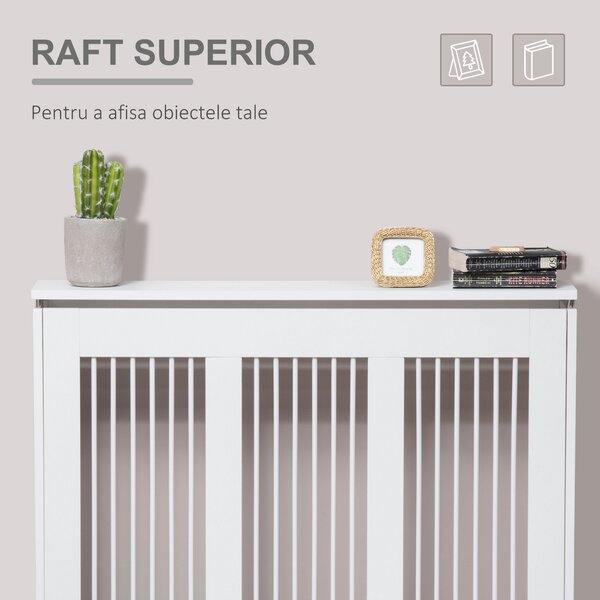 HOMCOM Masca Radiator Moderna din MDF si Otel Alb 90x18x84cm Protectie si Decor pentru Calorifer | Aosom Romania