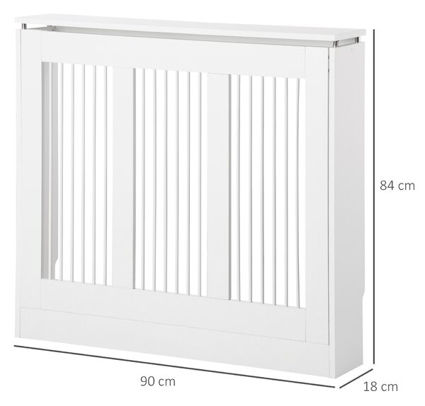 HOMCOM Masca Radiator Moderna din MDF si Otel Alb 90x18x84cm Protectie si Decor pentru Calorifer | Aosom Romania