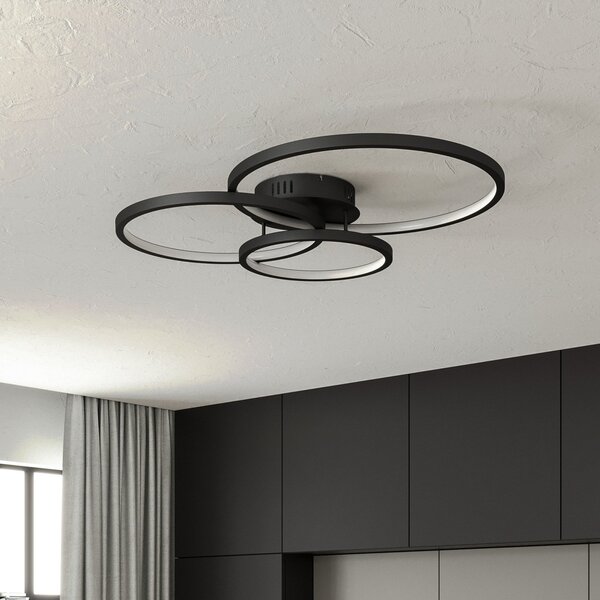 Trio Lighting WiZ Aaron plafonieră LED smart, antracit, reglabil, Negru, Camera de zi / sufragerie, Metal, Modern