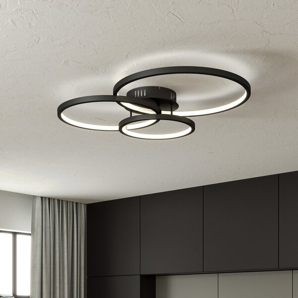 Trio Lighting WiZ Aaron plafonieră LED smart, antracit, reglabil, Negru, Camera de zi / sufragerie, Metal, Modern