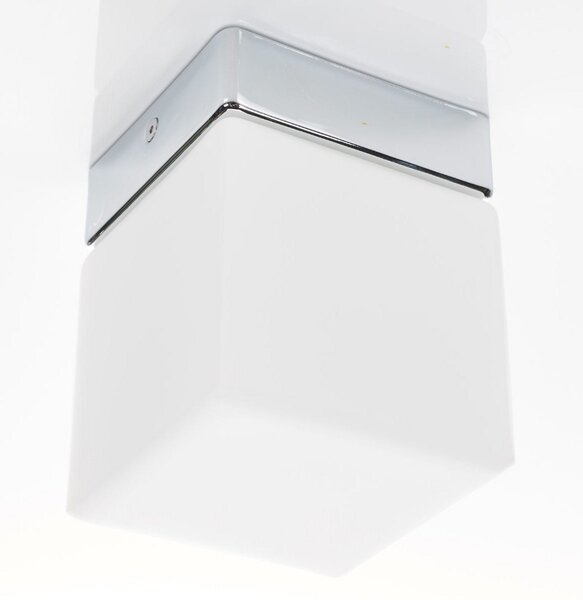 Helestra Keto plafonieră LED, cub, crom, Metalic, Baie, Sticlă, Modern