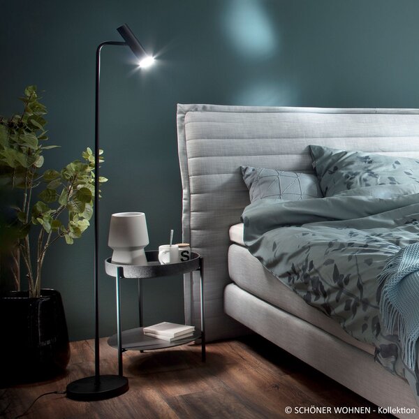 Schöner Wohnen Stina lampă de podea LED negru, reglabil, Negru, Camera de zi / sufragerie, Metal, Modern