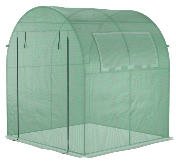 Outsunny Sera de gradina tip tunel cu ferestre si usi rulante, sera pentru plante cu invelis din PE, verde, 180x180x200cm | Aosom Romania