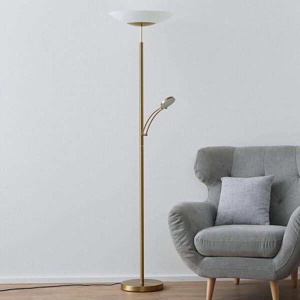 Paul Neuhaus Lampadar LED Alfred, culoarea alamei, dimabil, reglabil, Auriu / Alamă, Camera de zi / sufragerie, Metal, Modern, Lumină de lectură