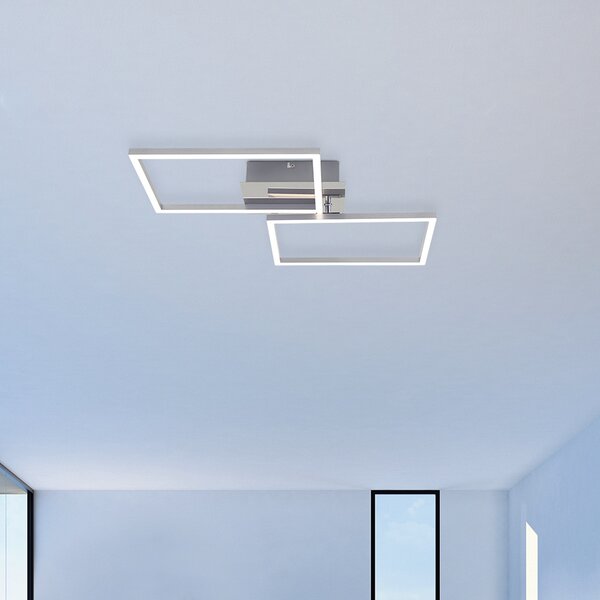 Briloner 3149-018 plafonieră LED două pătrate, reglabil, Gri, Camera de zi / sufragerie, Metal, Modern