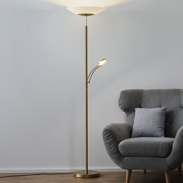 Paul Neuhaus Lampadar LED Alfred, culoarea alamei, dimabil, reglabil, Auriu / Alamă, Camera de zi / sufragerie, Metal, Modern, Lumină de lectură