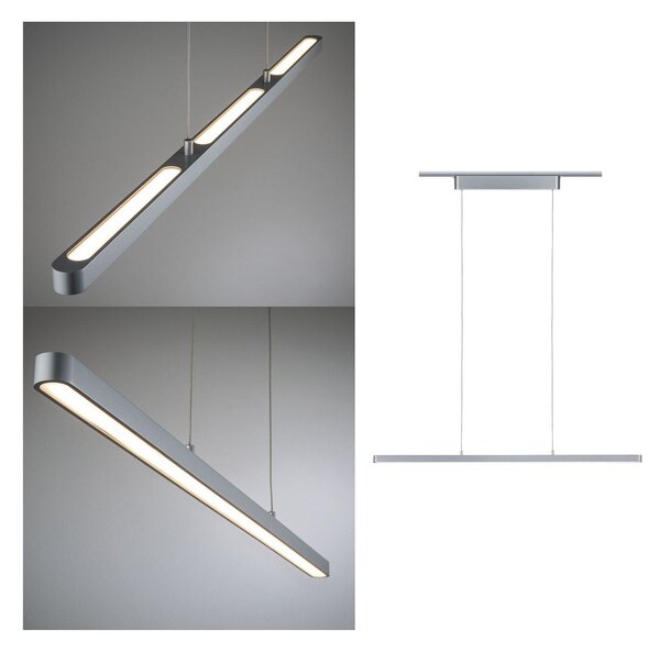 Paulmann URail pendul LED Lento crom mat, reglabil, Gri, Camera de zi / sufragerie, Metal, Modern, Sistem de șine