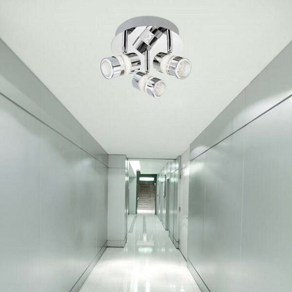 Searchlight Lustră LED Bubbles, IP44, 3 becuri, Metalic, Baie, Metal, Modern