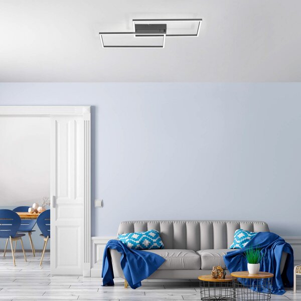 JUST LIGHT. GmbH Plafonieră LED Iven, dimabil, negru, 60,5x32,5cm, reglabil, Negru, dormitor, Metal, Modern
