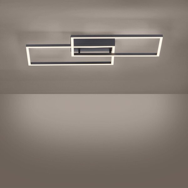 JUST LIGHT. GmbH Plafonieră LED Iven, dimabil, negru, 60,5x32,5cm, reglabil, Negru, dormitor, Metal, Modern