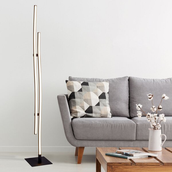 Näve Lampă de podea LED Onda, 2 becuri, Negru, Camera de zi / sufragerie, Metal, Modern