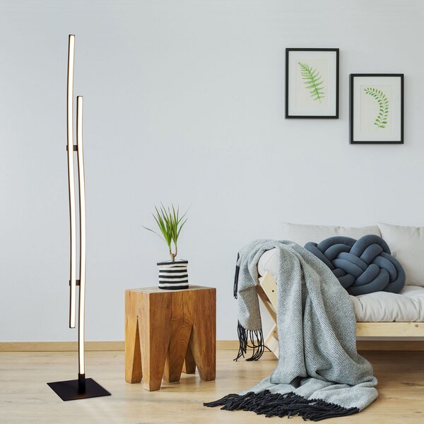 Näve Lampă de podea LED Onda, 2 becuri, Negru, Camera de zi / sufragerie, Metal, Modern