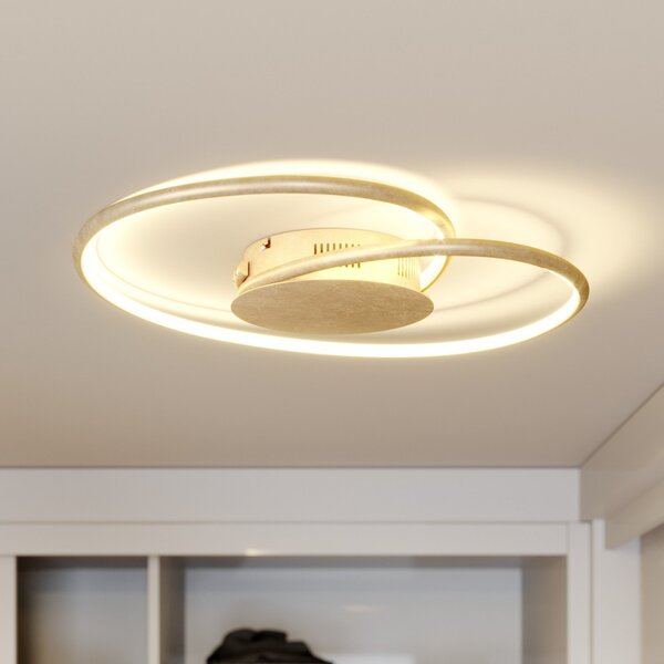 Lindby plafonieră LED Joline, Ø 45 cm, aurie, metal, Auriu / Alamă, Camera de zi / sufragerie, Metal, Modern