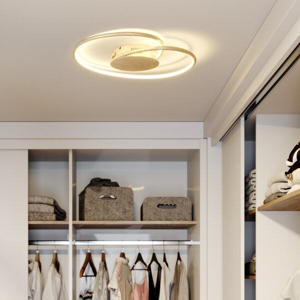 Lindby plafonieră LED Joline, Ø 45 cm, aurie, metal, Auriu / Alamă, Camera de zi / sufragerie, Metal, Modern