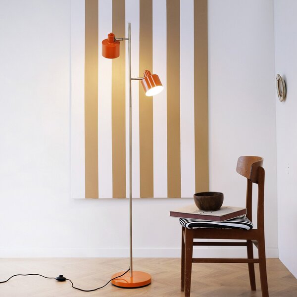 Dyberg Larsen Lampadar Ocean, portocaliu, înălțime 160 cm, 2 becuri., Portocaliu, Camera de zi / sufragerie, Metal, Scandinavă