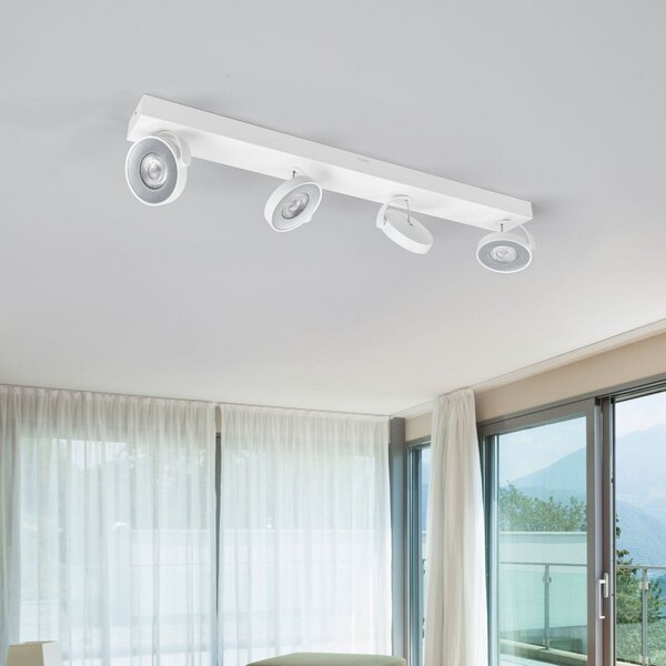 Philips Clockwork spot LED tavan alb 4 becuri, reglabil, Alb, Camera de zi / sufragerie, Metal, Modern, Soclu de perete jos