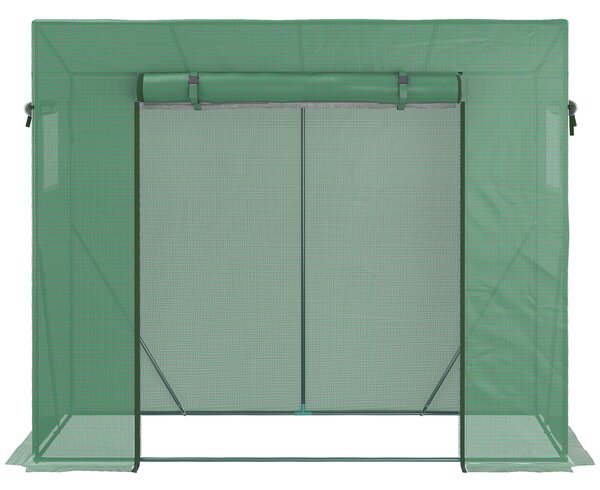 Outsunny Sera de gradina din PE si otel cu 4 carlige, 2 ferestre laterale si copertina superioara ranforsata, 200x77x148-169 cm | Aosom Romania