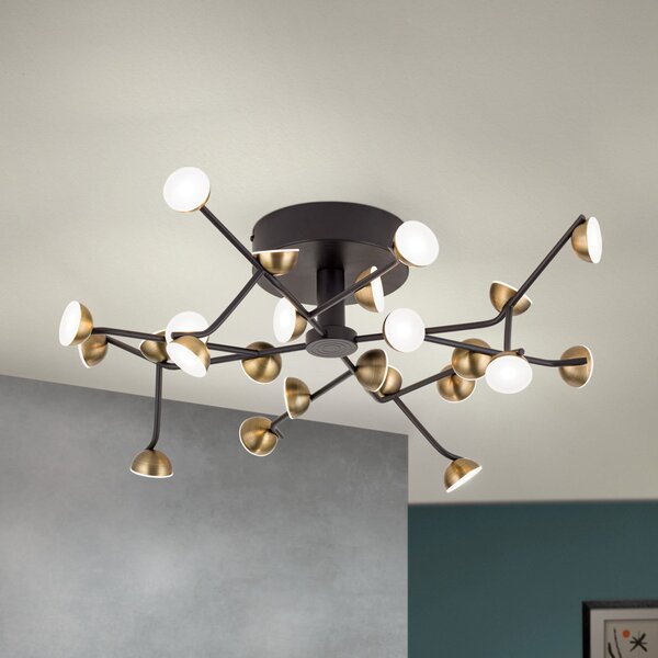 ORION Plafonieră LED Blossom, 24 becuri, Negru, Camera de zi / sufragerie, Metal
