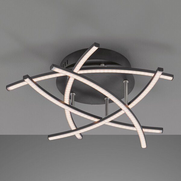 FISCHER & HONSEL Plafonieră LED Cross Tunable White, 5 bec., negru, reglabil, Negru, Camera de zi / sufragerie, Metal, Modern