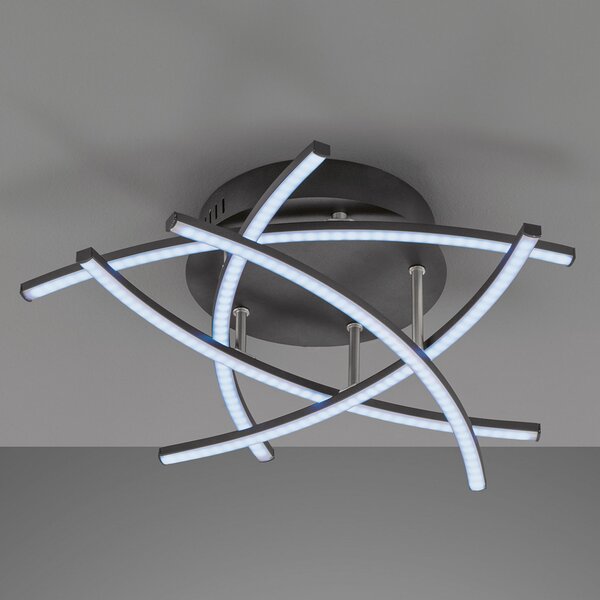 FISCHER & HONSEL Plafonieră LED Cross Tunable White, 5 bec., negru, reglabil, Negru, Camera de zi / sufragerie, Metal, Modern