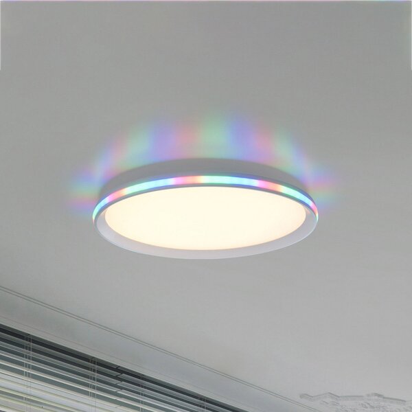 JUST LIGHT. GmbH Plafonieră LED Galactica cu telecomandă, RGB/CCT, reglabil, Alb, Camera de zi / sufragerie, Plastic, Modern