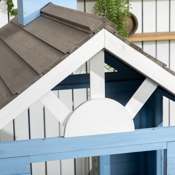 Outsunny Căsuță din Lemn de Exterior pentru Copii cu Ușă și Ferestre, Căsuță pentru Copii de 3-7 Ani, 151x112.5x142 cm, Albastru | Aosom Romania