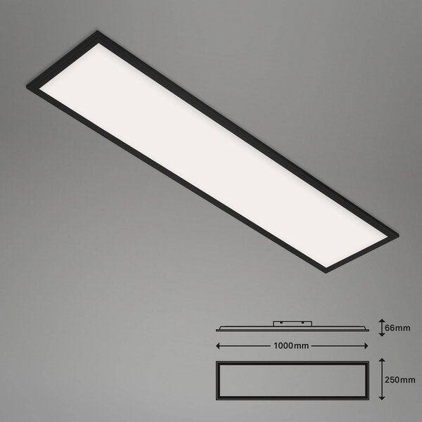 Briloner Piatto S plafonieră LED WiFi Bluetooth CCT telec., reglabil, Negru, Bucătărie, Plastic, Modern