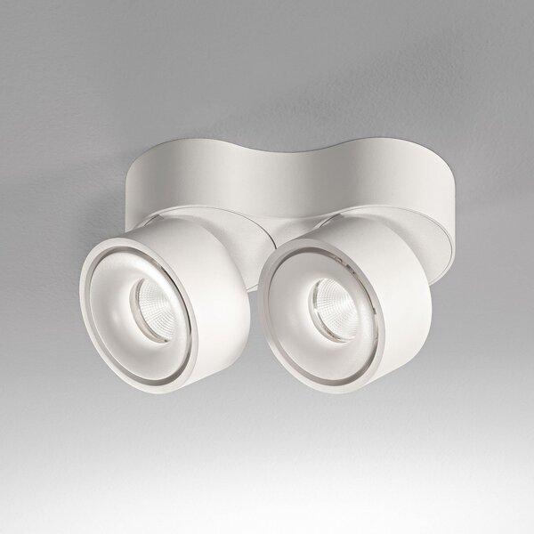 Egger Licht EGG DLS LED spot de plafon Clippo Duo, 2 becuri, alb, 2,700K, reglabil, Alb, Studiu / Birou, Metal, Modern