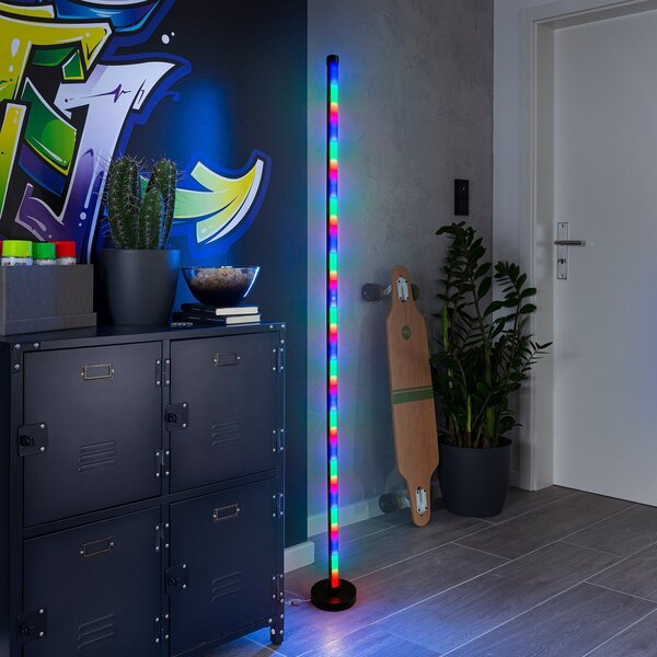 Näve Lampă de podea LED Motion Light, efecte lumină, reglabil, Negru, Camera de zi / sufragerie, Metal, Modern
