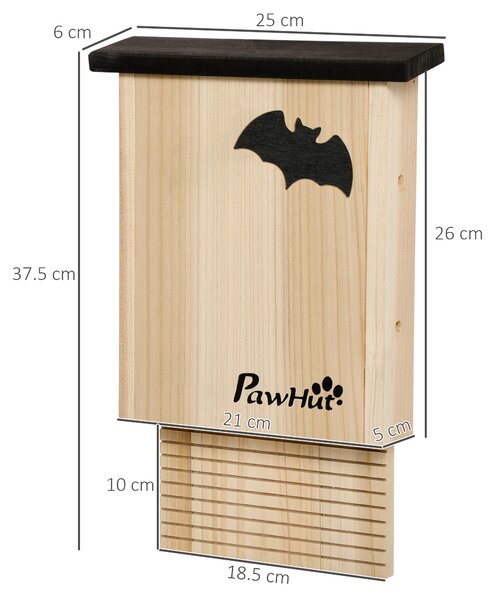 PawHut Set de 3 Adăposturi pentru Liliac din Lemn de Brad pentru Exterior, 25x6x37.5 cm, Lemn Natural | Aosom Romania
