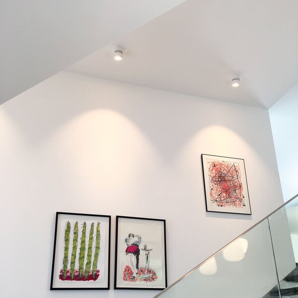 Egger Licht Clippo spot LED de tavan, alb-auriu, 2.700K, reglabil, Alb, Studiu / Birou, Metal, Modern