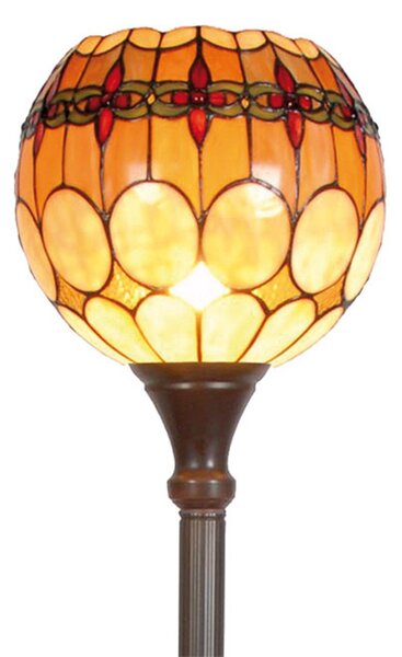 Clayre&Eef Niley - lampă de podea stil Tiffany, Portocaliu, Camera de zi / sufragerie, Sticlă, Tiffany