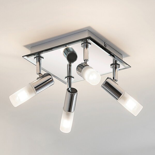 Lindby plafonieră Zela, 32 cm, crom, 4 becuri, IP44, reglabil, Metalic, Baie, Metal, Modern