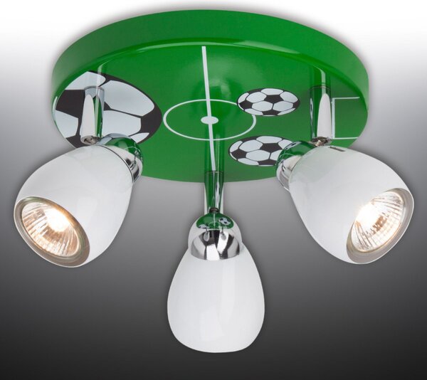 Brilliant Soccer plafonieră LED, trei surse, Verde, Camera copiilor, Metal