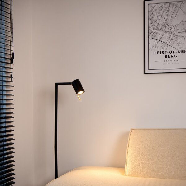 Lucide Lampadar Lesley, negru, înălțime 130 cm, metal, Negru, Camera de zi / sufragerie, Metal, Modern