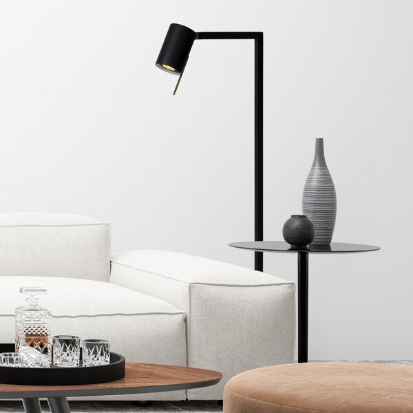 Lucide Lampadar Lesley, negru, înălțime 130 cm, metal, Negru, Camera de zi / sufragerie, Metal, Modern