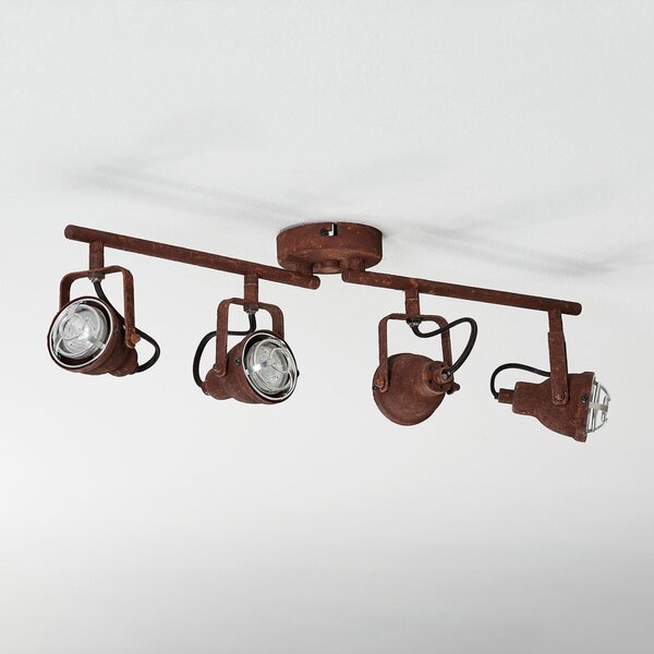 Brilliant Bente plafonieră rugină lungă 4 surse, reglabil, Maro / Rugină, Camera de zi / sufragerie, Metal, Design industrial