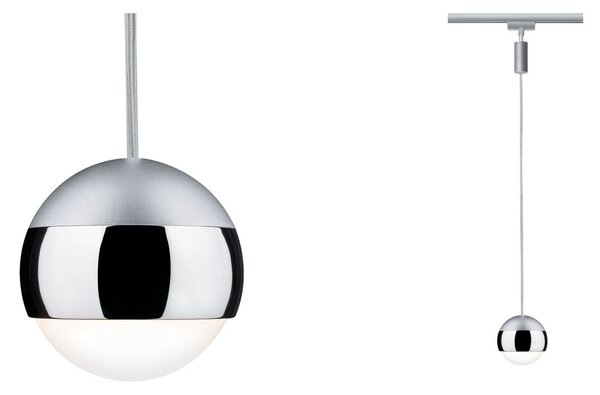 Paulmann URail Capsule II pendul LED crom, reglabil, Metalic, Camera de zi / sufragerie, Metal, Modern