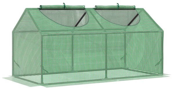 Outsunny Seră de Grădină Tip Cabană cu Acoperiș din PE, Seră pentru Grădină cu Țăruși și Margini Extinse, 120x60x60 cm, Verde | Aosom Romania