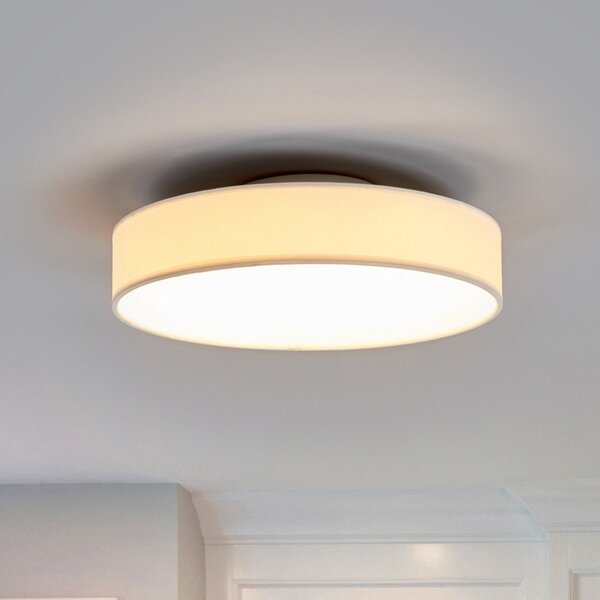 Lindby plafonieră LED Saira, Ø 30 cm, alb, textil, Alb, Camera de zi / sufragerie, Țesătură / Textil, Modern